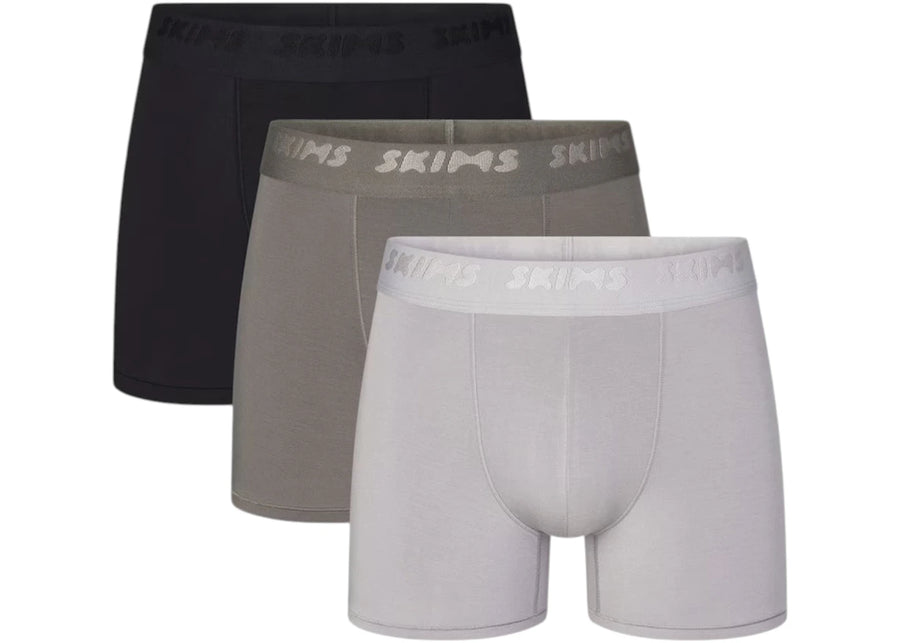 SKIMS Boxers extensibles pour homme, 7,6 cm (lot de 3), couleur gris anthracite multicolore
