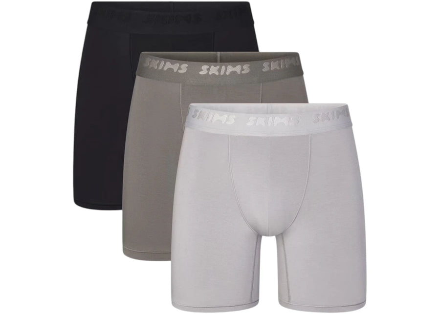 SKIMS Boxers extensibles pour homme, 12,7 cm (lot de 3), couleur gris anthracite multicolore