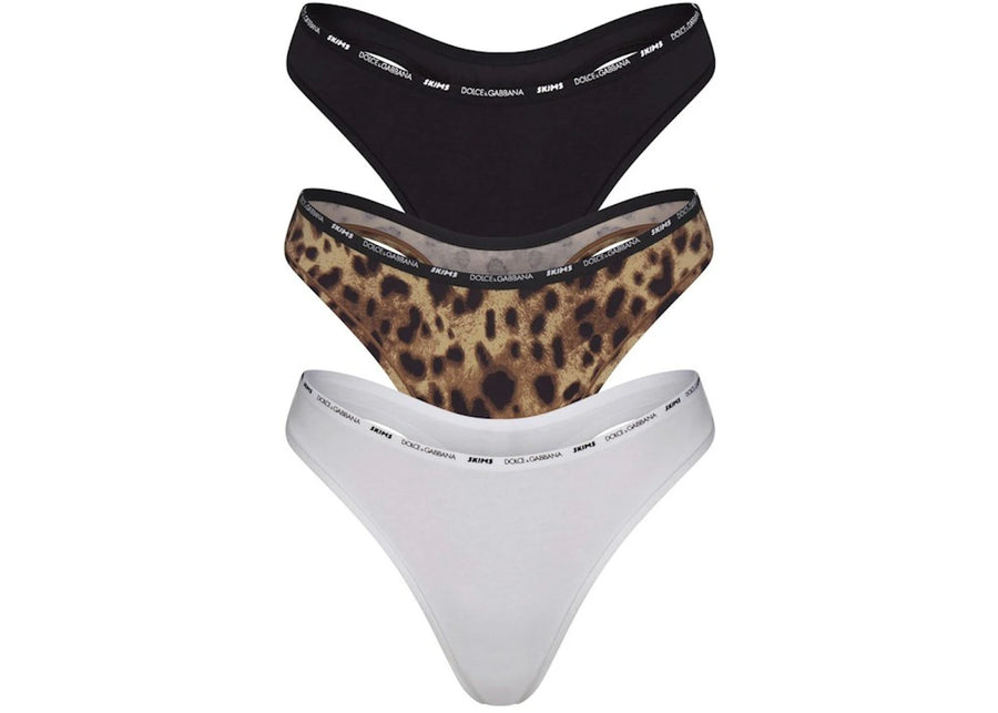 SKIMS x Dolce&amp;Gabbana String en jersey de coton trempé (lot de 3) Léopard-Multicolore