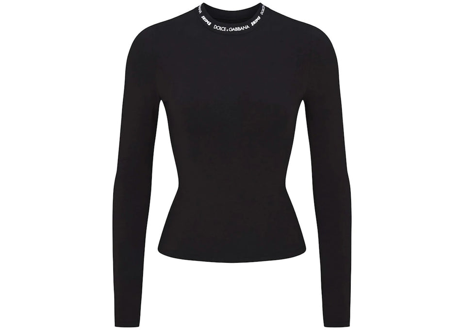 SKIMS x Dolce&Gabbana Cotton Jersey Long Sleeve T-Shirt Onyx