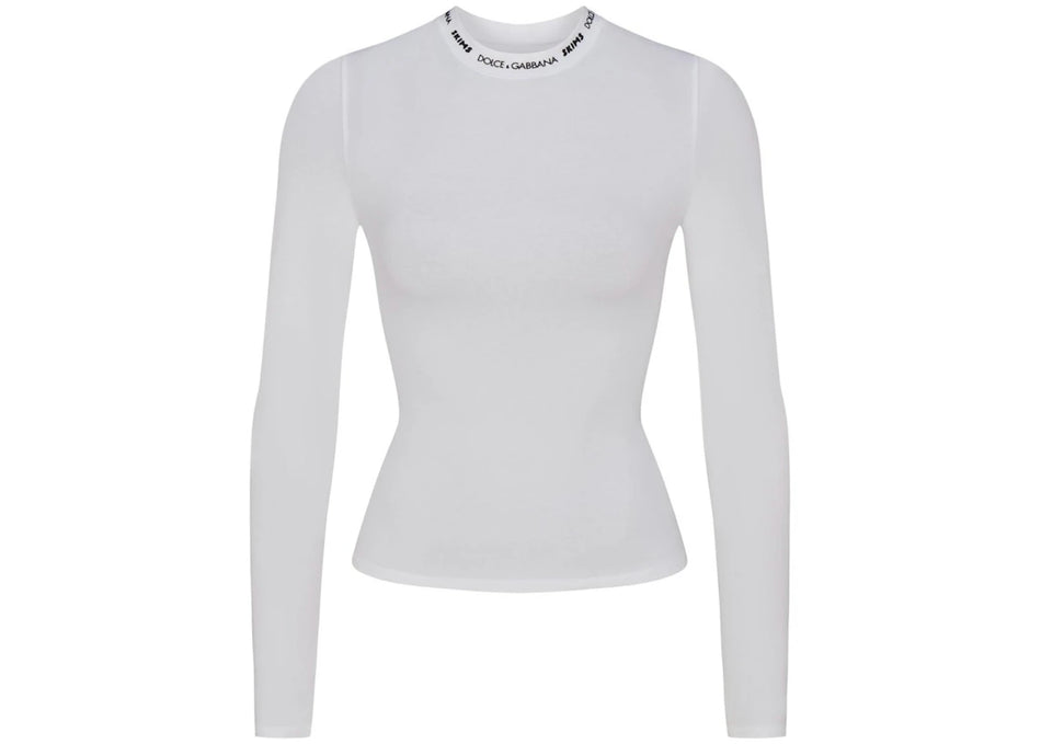 SKIMS x Dolce&Gabbana Cotton Jersey Long Sleeve T-Shirt Snow