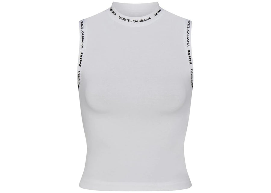 SKIMS x Dolce&amp;Gabbana Cotton Jersey Mock Neck Tank Snow