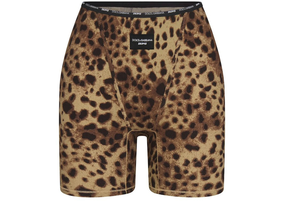 SKIMS x Dolce&amp;Gabbana Boxer côtelé en coton léopard