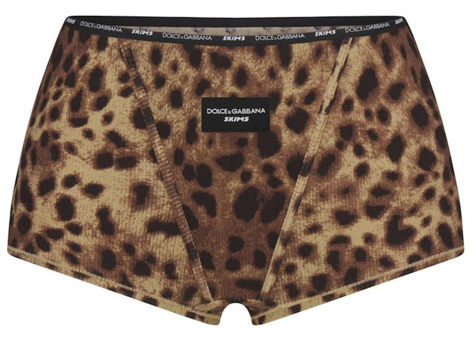 SKIMS x Dolce&Gabbana Cotton Rib Boy Short Leopard