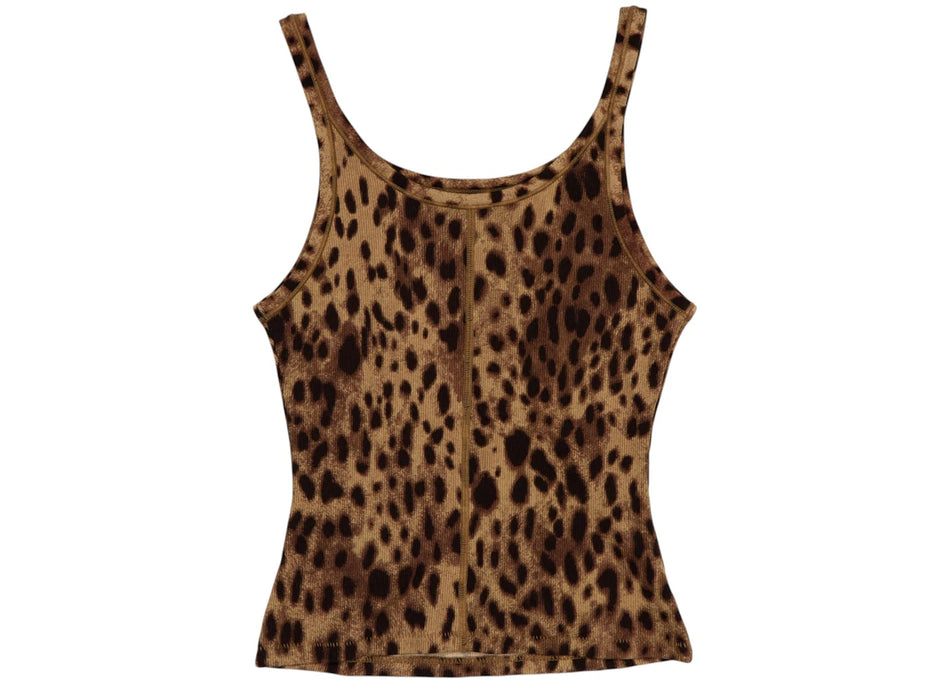 SKIMS x Dolce&Gabbana Cotton Rib Scoop Tank Leopard