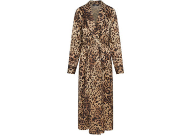 SKIMS x Dolce&Gabbana Silk Long Robe Leopard