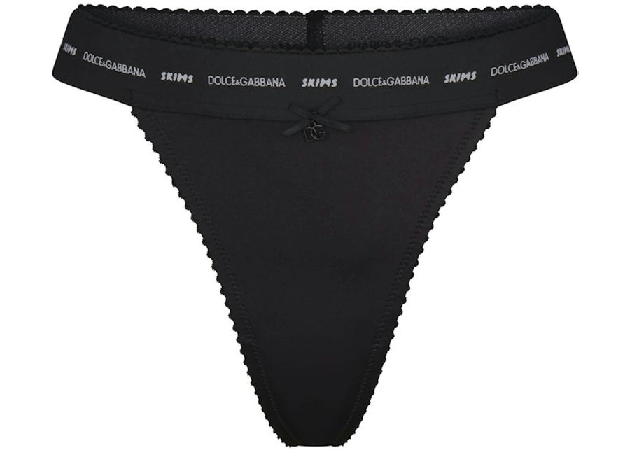 SKIMS x Dolce&amp;Gabbana String en satin stretch Onyx