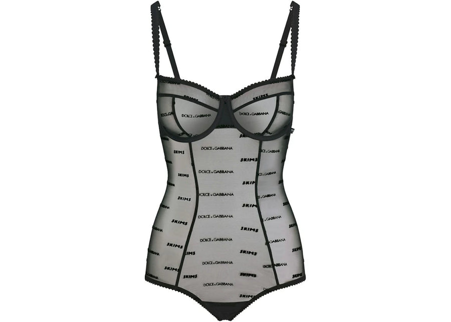 Combinaison slip SKIMS x Dolce&amp;Gabbana en maille ultra-fine avec logo Onyx