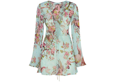 SKIMS x Roberto Cavalli Mini-robe à manches longues imprimé Fagianella