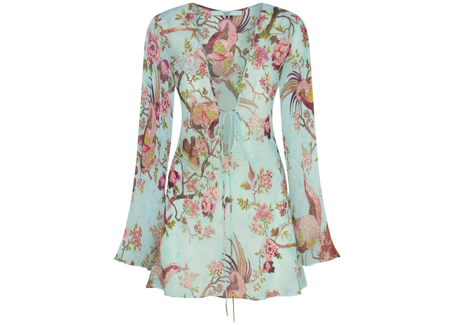 SKIMS x Roberto Cavalli Long Sleeve Mini Dress Fagianella Print