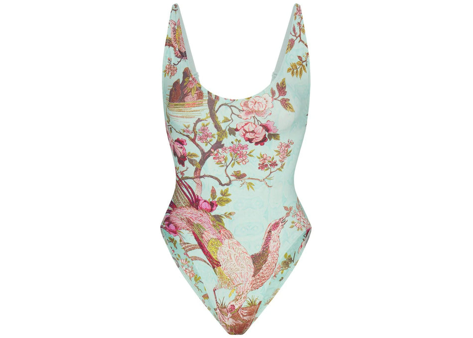 SKIMS x Roberto Cavalli Scoop Neck One Piece Fagianella Print