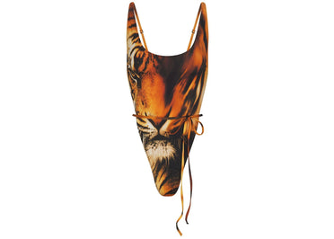 SKIMS x Roberto Cavalli Tie Waist One Piece Tiger Face Print
