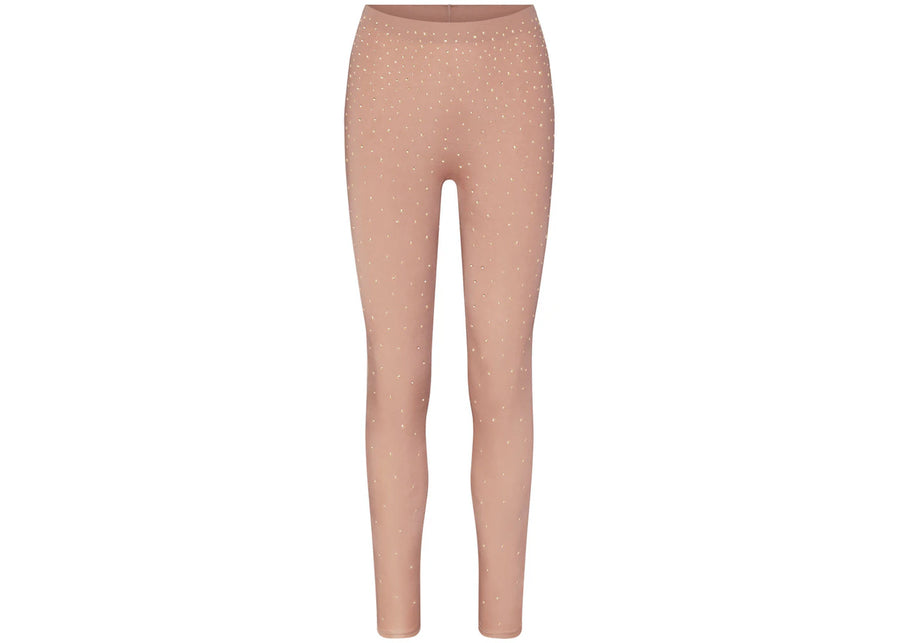 Legging taille haute transparent SKIMS x Swarovski couleur sienne