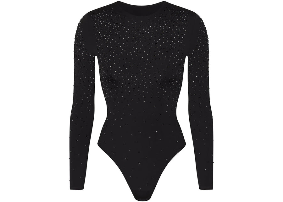 SKIMS x Swarovski Jelly Transparente Body à manches longues et col rond Onyx