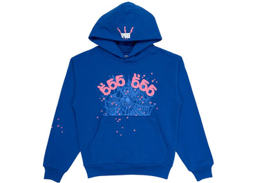 Sp5der Angel Number Hoodie Blue