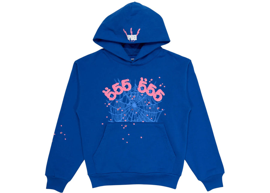 Sweat à capuche bleu Sp5der Angel Number