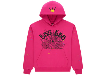 Sp5der Angel Number Hoodie Pink