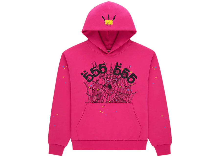 Sweat à capuche rose Sp5der Angel Number