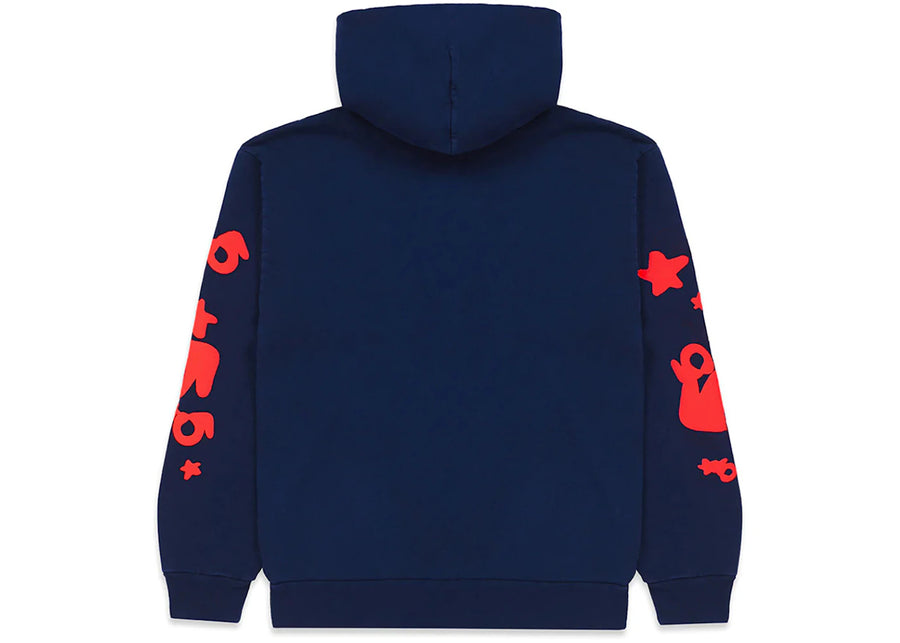 Sweat à capuche Sp5der Beluga bleu marine