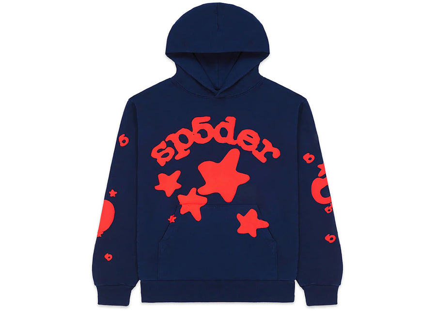 Sweat à capuche Sp5der Beluga bleu marine