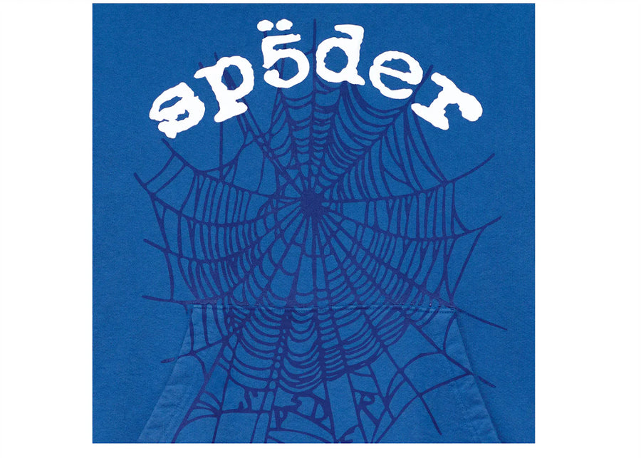 Sweat à capuche bleu Sp5der Legacy