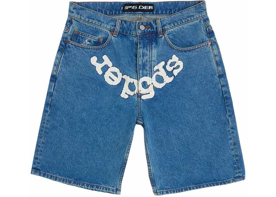 Short en jean Sp5der OG Logo Denim bleu