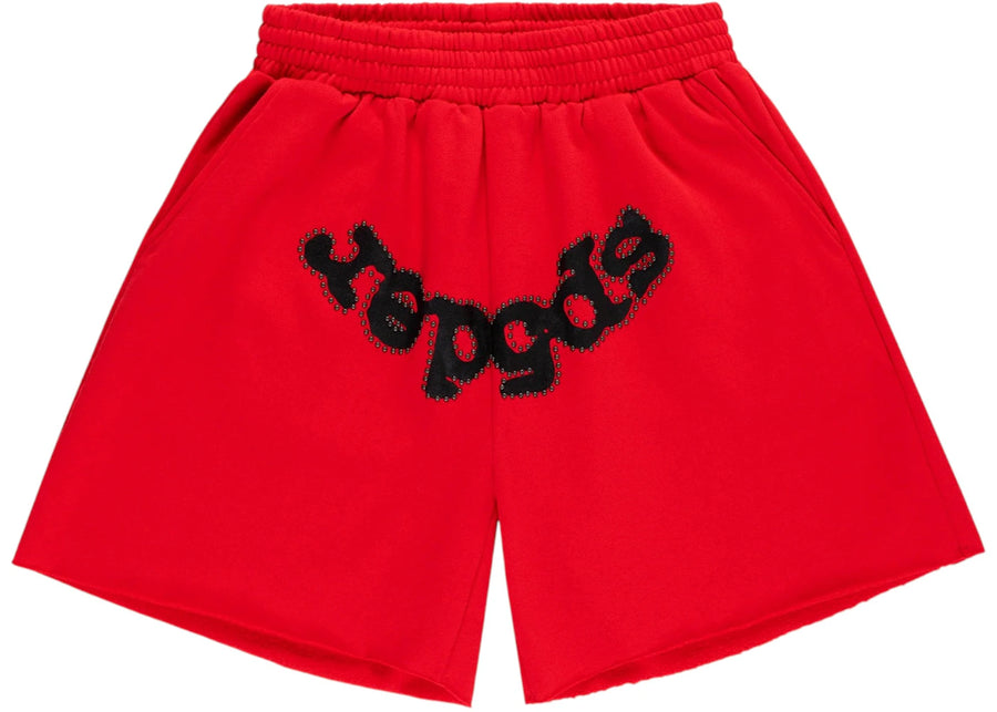 Short de survêtement clouté Sp5der OG rouge