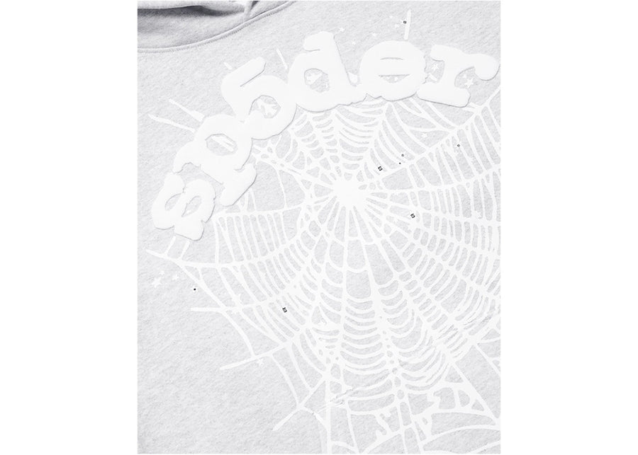 Sweat à capuche Sp5der OG Web gris chiné