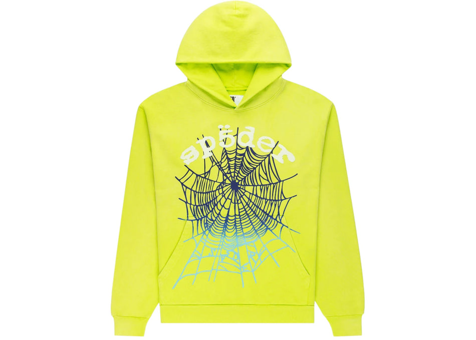 Sp5der OG Web V2 Gradient Hoodie Acid Green
