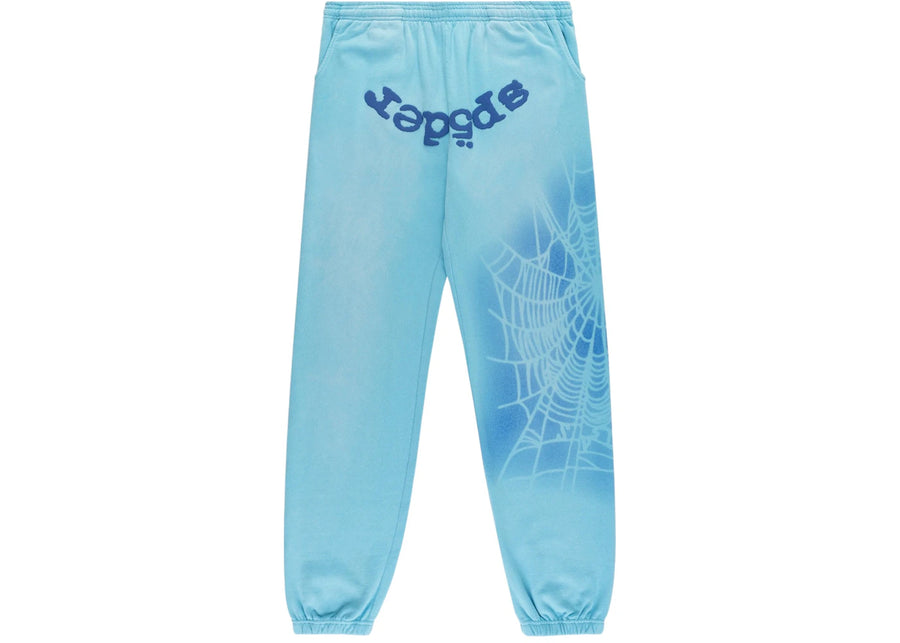 Pantalon de survêtement Sp5der OG Web V2 Spray bleu clair