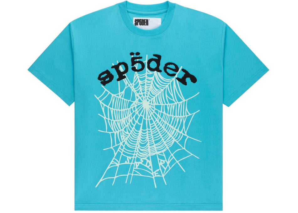 Sp5der OG Web V2 Tee Cyan