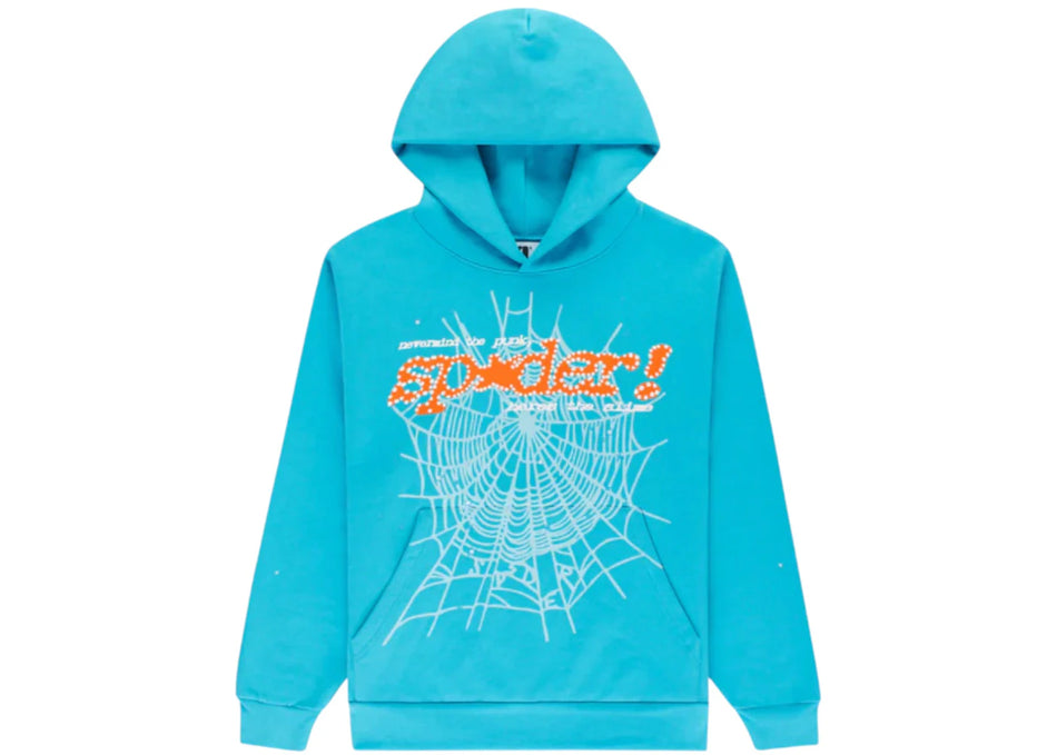 Sp5der Punk V2 Hoodie Cyan