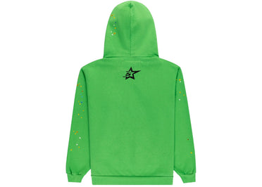 Sp5der Punk V2 Rhinestone Hoodie Bright Green