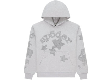 Sp5der Rhinestone Beluga Hoodie Heather Grey