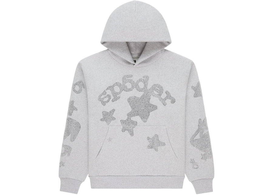 Sweat à capuche Sp5der Strass Beluga Gris chiné