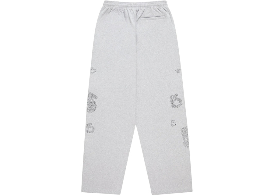 Pantalon de survêtement large Sp5der Rhinestone Beluga V2, gris chiné