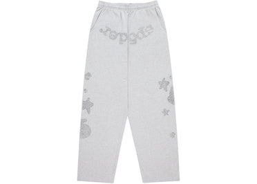 Sp5der Rhinestone Beluga V2 Wide Leg Sweatpant Heather Grey