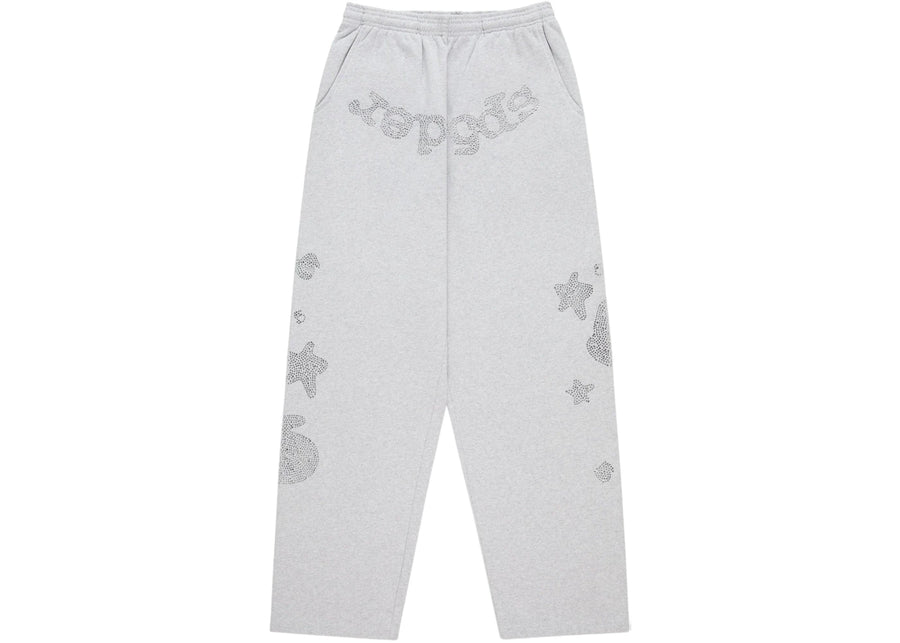 Pantalon de survêtement large Sp5der Rhinestone Beluga V2, gris chiné