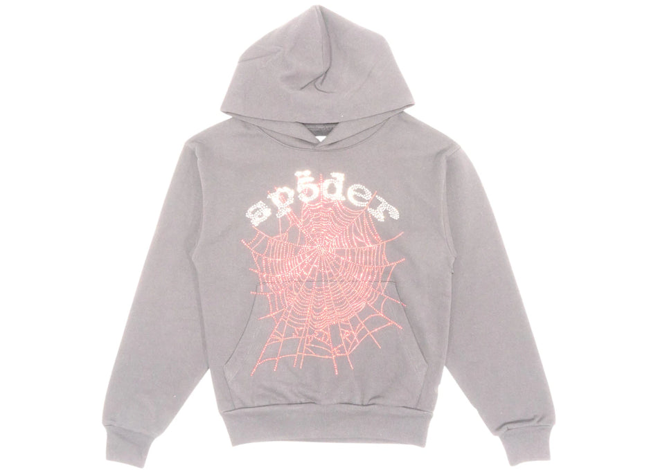 Sp5der Rhinestone OG Web V2 Hoodie Black