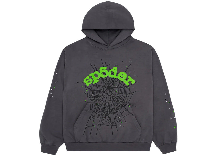 Sweat à capuche Sp5der Wait Web gris ardoise