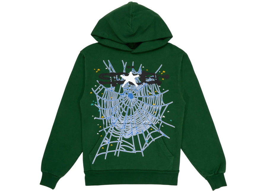Sweat à capuche Sp5der Web vert chasseur