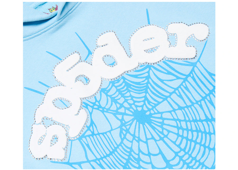 Sweat à capuche Sp5der Web bleu ciel