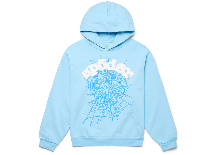 Sweat à capuche Sp5der Web bleu ciel