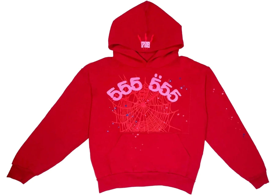 Sweat à capuche rouge Sp5der Worldwide numéro d'ange 555