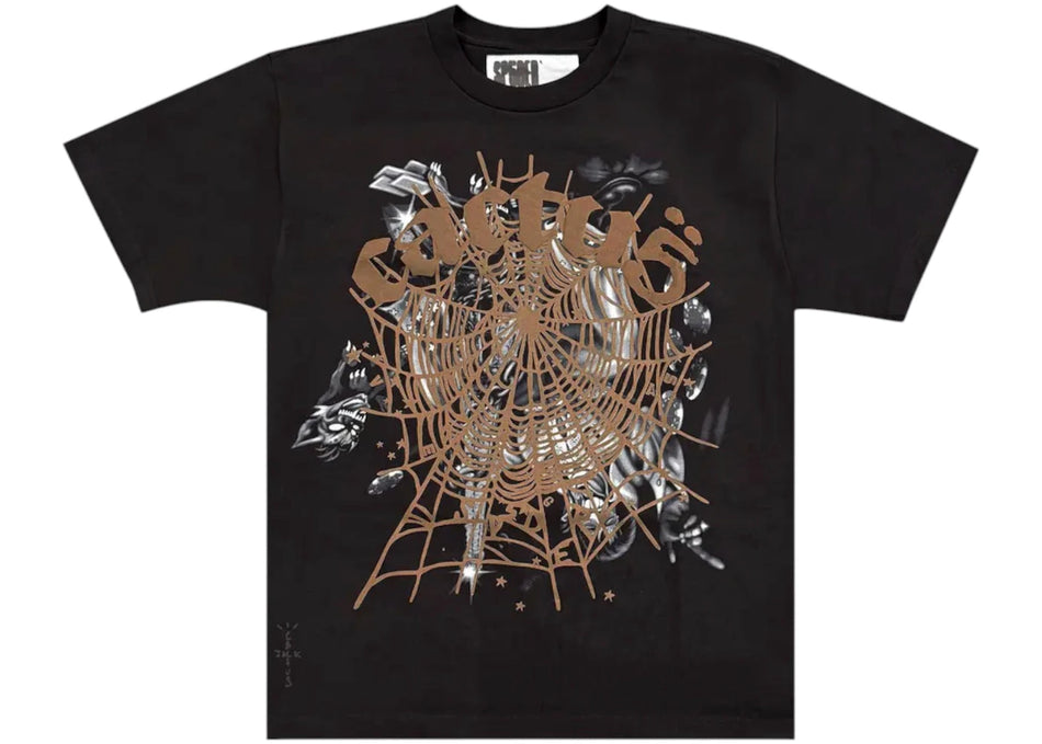 Sp5der x Travis Scott Cactus Jack Airbrush T-shirt Black