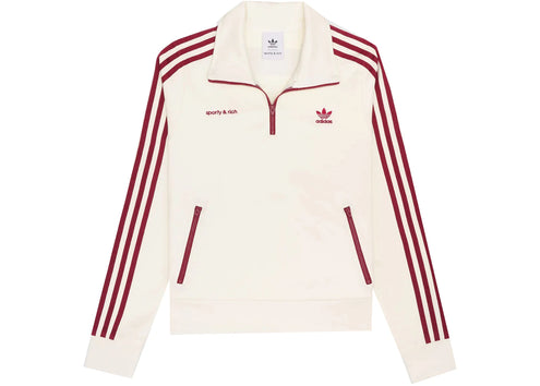 Sporty & Rich x adidas Quarter Zip Track Jacket Cream/Merlot