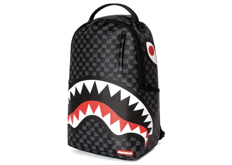Sac à dos Sprayground Drip Check Shark (DLXSF) à carreaux noirs et gris