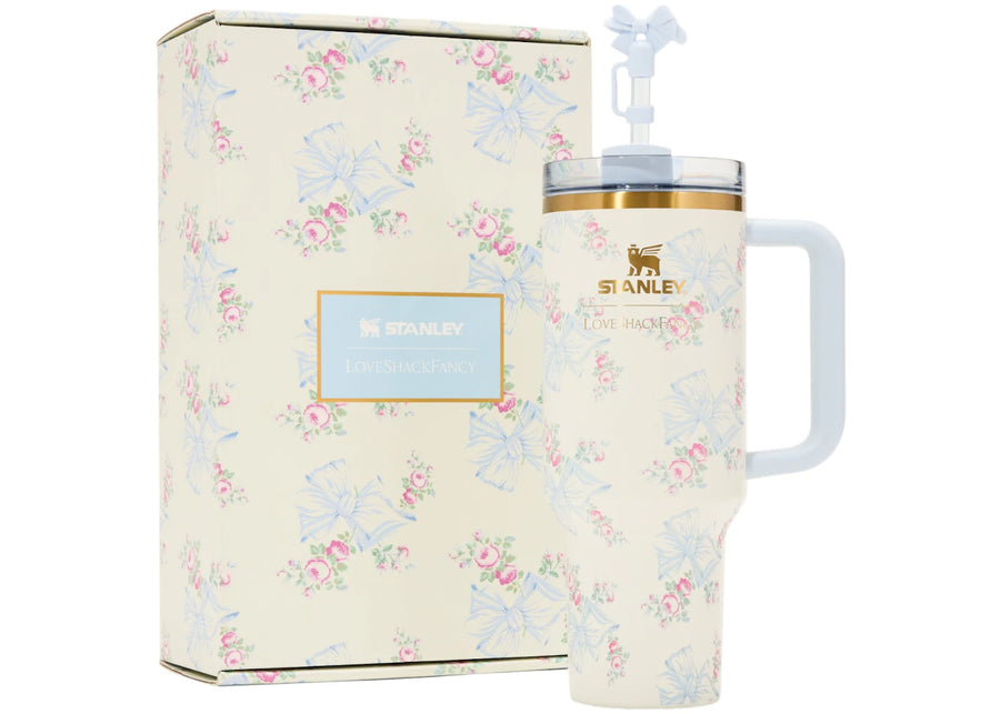 Gobelet isotherme Stanley x LoveShackFancy Flowstate Quencher 1,2 L (40 oz) bleu pastel