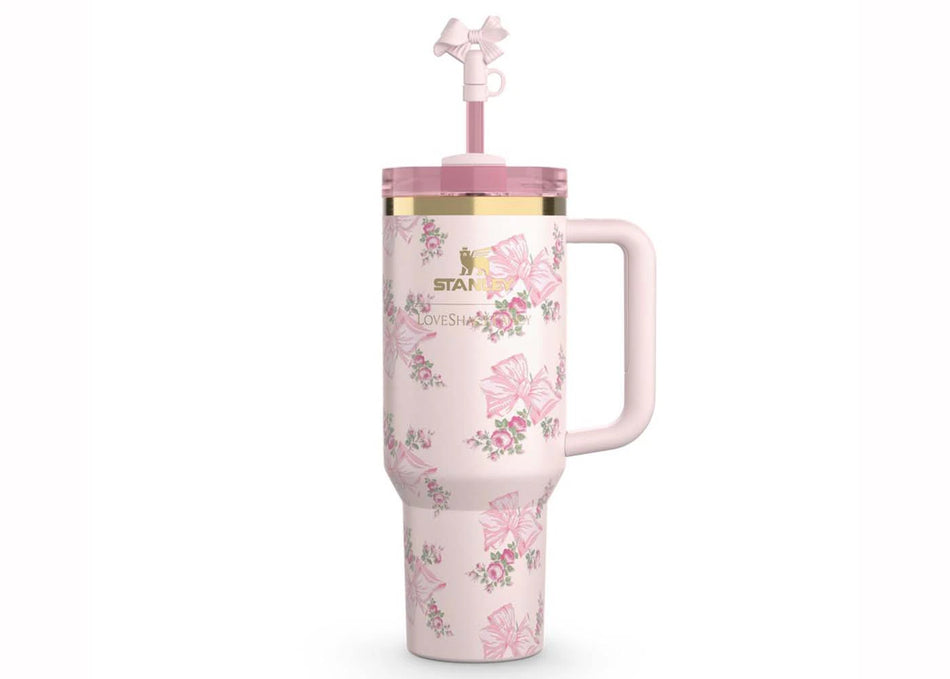 Stanley x LoveShackFancy Flowstate Quencher 40oz Tumbler Pink Mink
