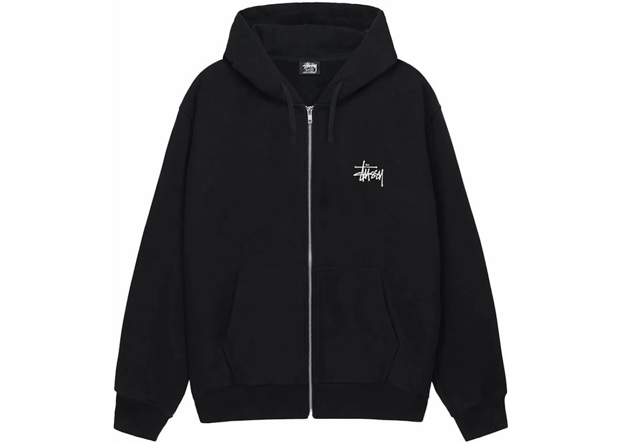 Sweat à capuche zippé Stussy Basic noir
